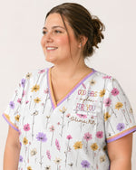 Personalized Name God Has A Plan For You Flower Pattern Christian Gift For Nurse Top - Scrubloop