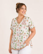 Personalized Name God Is Rewriting My Story Christian Gift For Nurse Top - Scrubloop