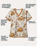 Personalized Name God Pumpkin Pattern Autumn Vibe Christian Gift For Nurse Top - Scrubloop