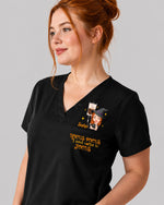 Personalized Name Hocus Pocus I Need Coffee To Focus Funny Halloween Gift For Nurse Top - Scrubloop