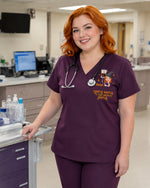 Personalized Name Hocus Pocus I Need Coffee To Focus Funny Halloween Gift For Nurse Top - Scrubloop