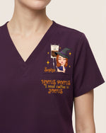 Personalized Name Hocus Pocus I Need Coffee To Focus Funny Halloween Gift For Nurse Top - Scrubloop