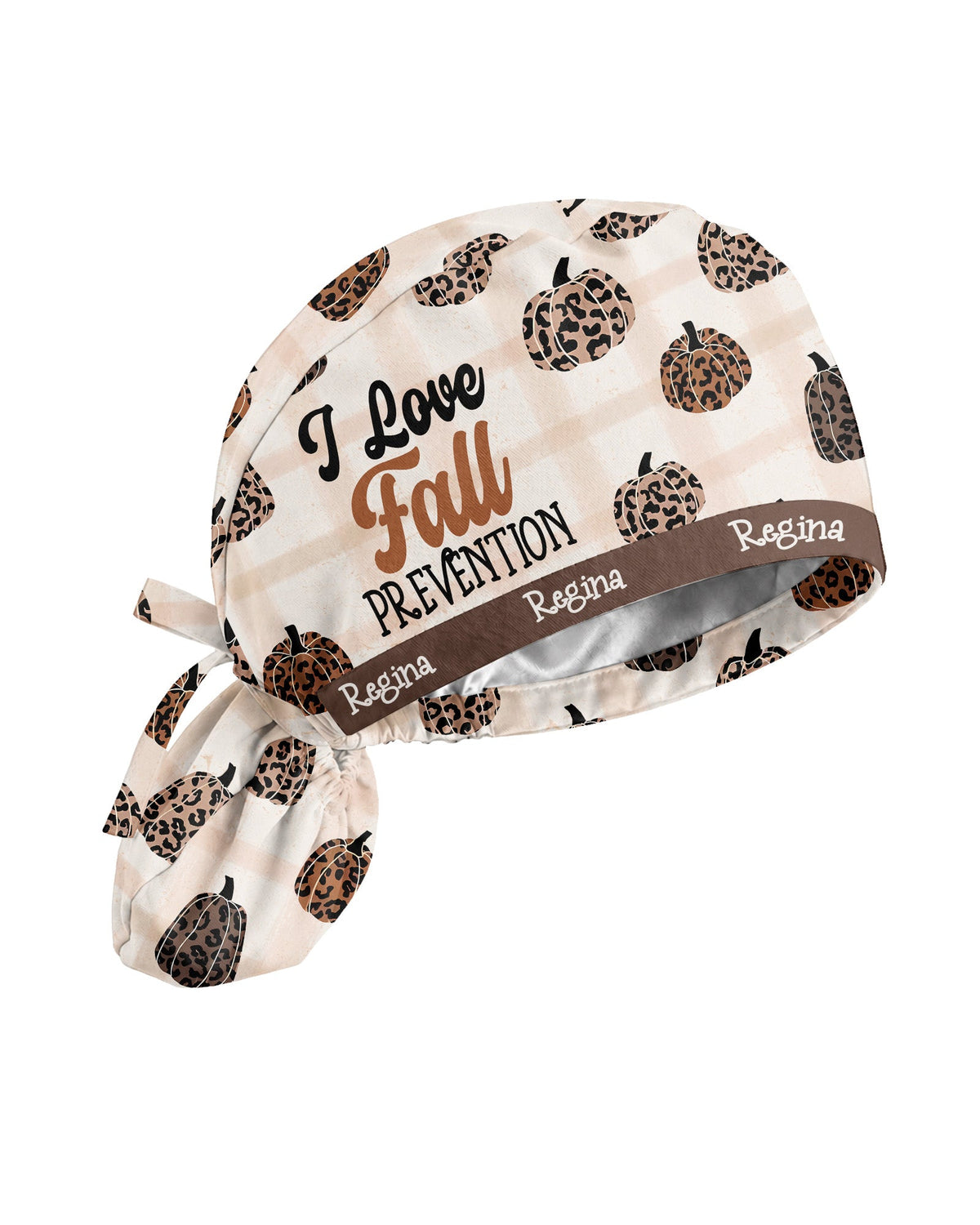 Personalized Name I Love Fall Prevention Autumn Leopard Pumpkin Pattern Funny Gift For Nurse Cap - Scrubloop