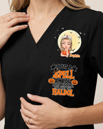 Personalized Name I Put A Spell On You Funny Halloween Gift For Nurse Top - Scrubloop
