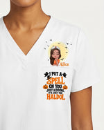 Personalized Name I Put A Spell On You Funny Halloween Gift For Nurse Top - Scrubloop