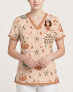 Personalized Name I Will Praise Him In Every Season Autumn Vibe Christian Gift For Nurse Top - Scrubloop