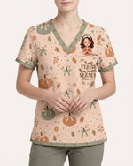 Personalized Name I Will Praise Him In Every Season Autumn Vibe Christian Gift For Nurse Top - Scrubloop