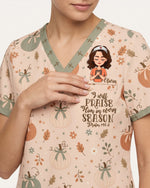 Personalized Name I Will Praise Him In Every Season Autumn Vibe Christian Gift For Nurse Top - Scrubloop