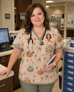Personalized Name I Will Praise Him In Every Season Autumn Vibe Christian Gift For Nurse Top - Scrubloop