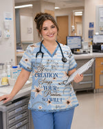 Personalized Name If Creation Sings Your Praises, So Will I Christian Gift For Nurse Top - Scrubloop