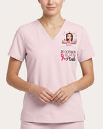 Personalized Name In October We Wear Pink Breast Cancer Awareness Gift For Nurse Top - Scrubloop