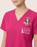 Personalized Name In October We Wear Pink Breast Cancer Awareness Gift For Nurse Top - Scrubloop