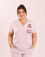 Personalized Name In October We Wear Pink Breast Cancer Awareness Gift For Nurse Top - Scrubloop