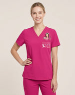 Personalized Name In October We Wear Pink Breast Cancer Awareness Gift For Nurse Top - Scrubloop