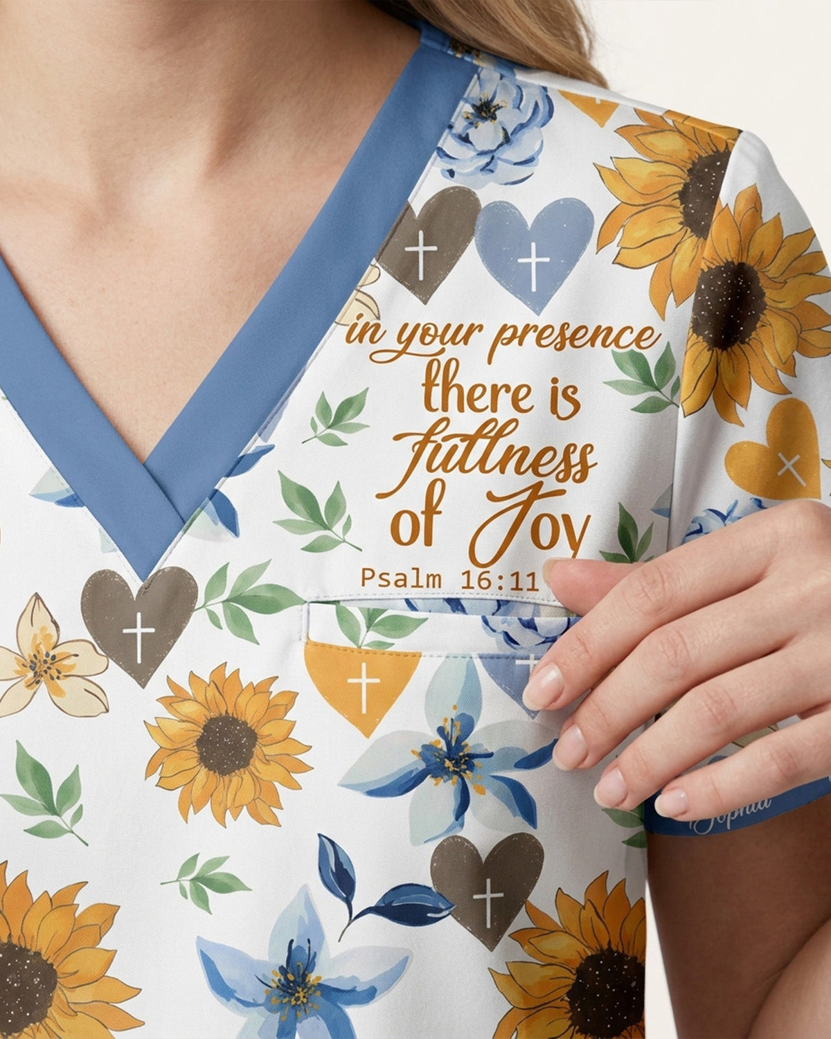 Personalized Name In Your Presence There Is Fullness Of Joy Christian Gift For Nurse Top - Scrubloop