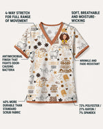Personalized Name Jesus Pattern Christian Gift For Nurse Top - Scrubloop