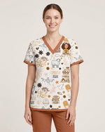 Personalized Name Jesus Pattern Christian Gift For Nurse Top - Scrubloop