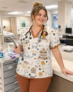 Personalized Name Jesus Pattern Christian Gift For Nurse Top - Scrubloop