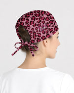 Personalized Name & Job Title Embroided Nurse Leopard Pattern Premium Satin-Lined Scrub Cap - Scrubloop