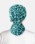 Personalized Name & Job Title Embroided Nurse Leopard Pattern Premium Satin-Lined Scrub Cap - Scrubloop