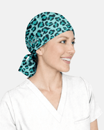 Personalized Name & Job Title Embroided Nurse Leopard Pattern Premium Satin-Lined Scrub Cap - Scrubloop