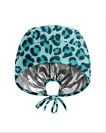 Personalized Name & Job Title Embroided Nurse Leopard Pattern Premium Satin-Lined Scrub Cap - Scrubloop