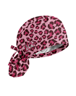 Personalized Name & Job Title Embroided Nurse Leopard Pattern Premium Satin-Lined Scrub Cap - Scrubloop