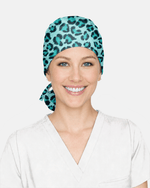 Personalized Name & Job Title Embroided Nurse Leopard Pattern Premium Satin-Lined Scrub Cap - Scrubloop