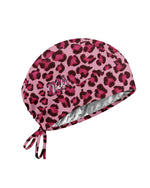 Personalized Name & Job Title Embroided Nurse Leopard Pattern Premium Satin-Lined Scrub Cap - Scrubloop