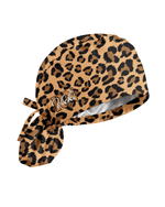 Personalized Name & Job Title Embroided Nurse Leopard Pattern Premium Satin-Lined Scrub Cap - Scrubloop
