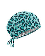 Personalized Name & Job Title Embroided Nurse Leopard Pattern Premium Satin-Lined Scrub Cap - Scrubloop