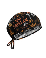 Personalized Name & Job Title Nurse God Says I Am Premium Satin-Lined Scrub Cap - Scrubloop