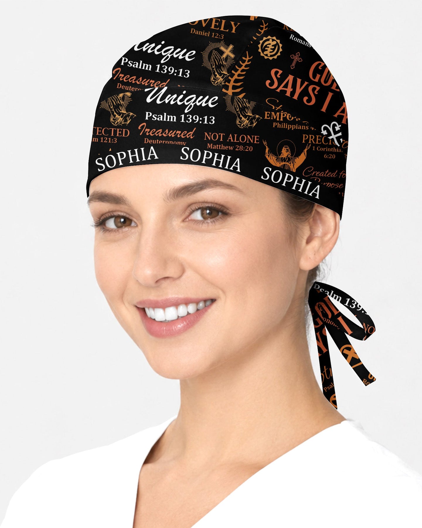 Personalized Name & Job Title Nurse God Says I Am Premium Satin-Lined Scrub Cap - Scrubloop
