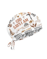 Personalized Name & Job Title Nurse God Says I Am Premium Satin-Lined Scrub Cap - Scrubloop