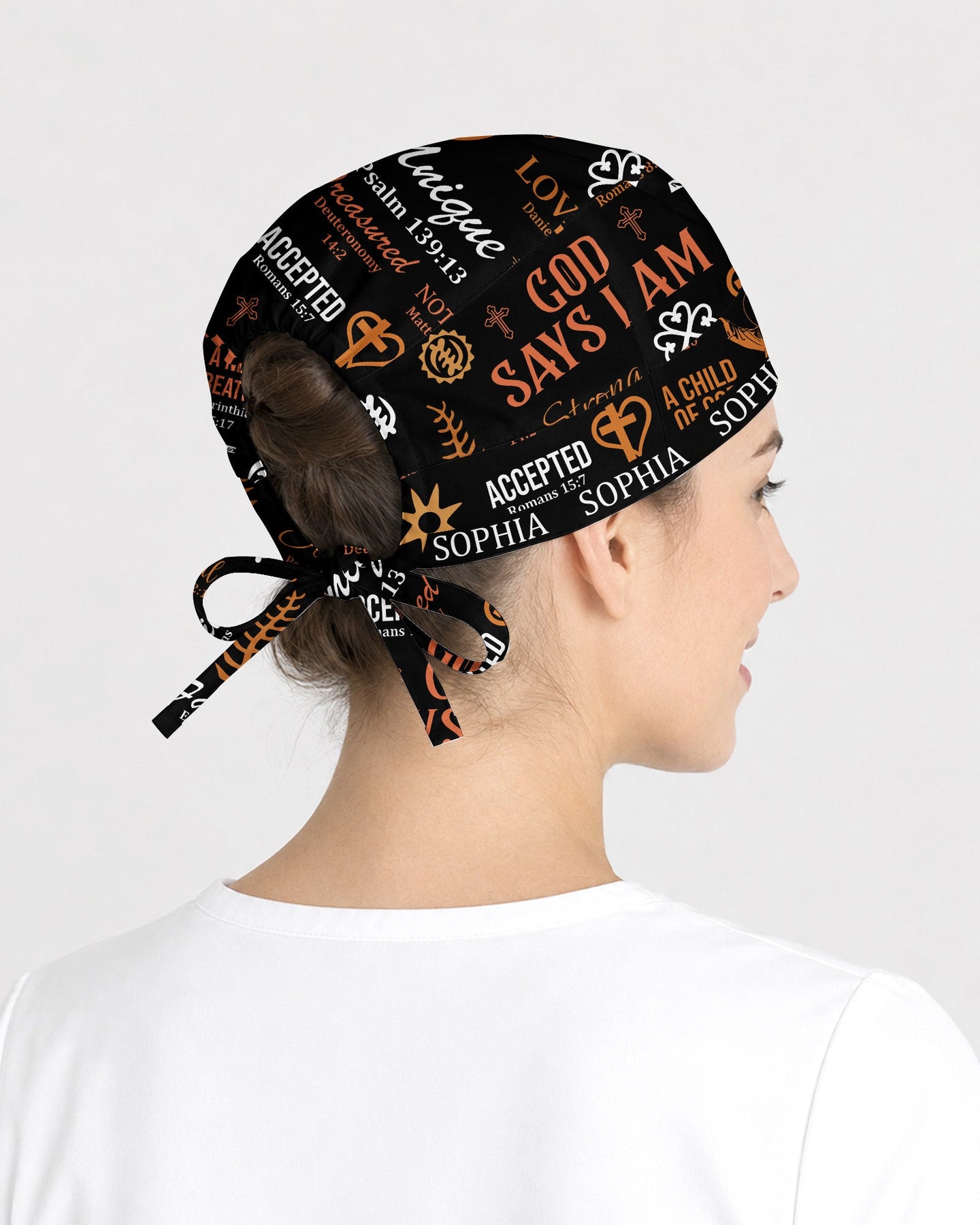 Personalized Name & Job Title Nurse God Says I Am Premium Satin-Lined Scrub Cap - Scrubloop