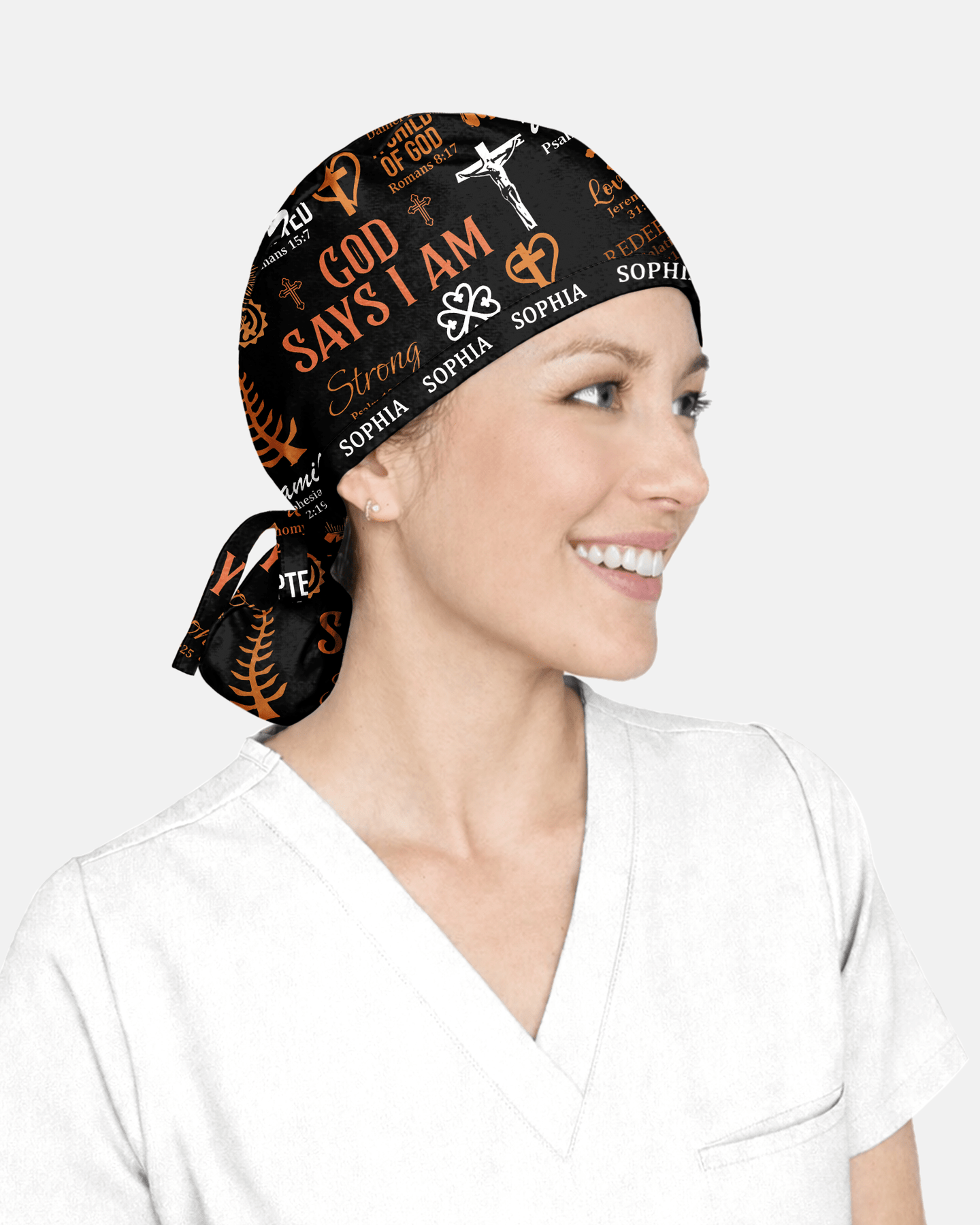 Personalized Name & Job Title Nurse God Says I Am Premium Satin-Lined Scrub Cap - Scrubloop
