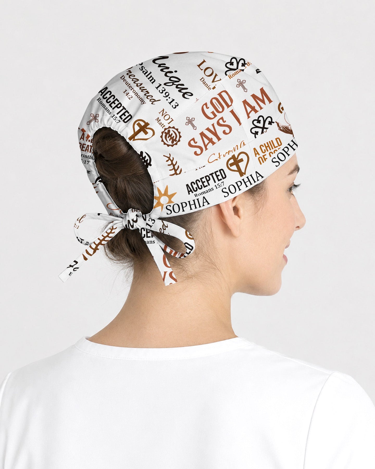 Personalized Name & Job Title Nurse God Says I Am Premium Satin-Lined Scrub Cap - Scrubloop