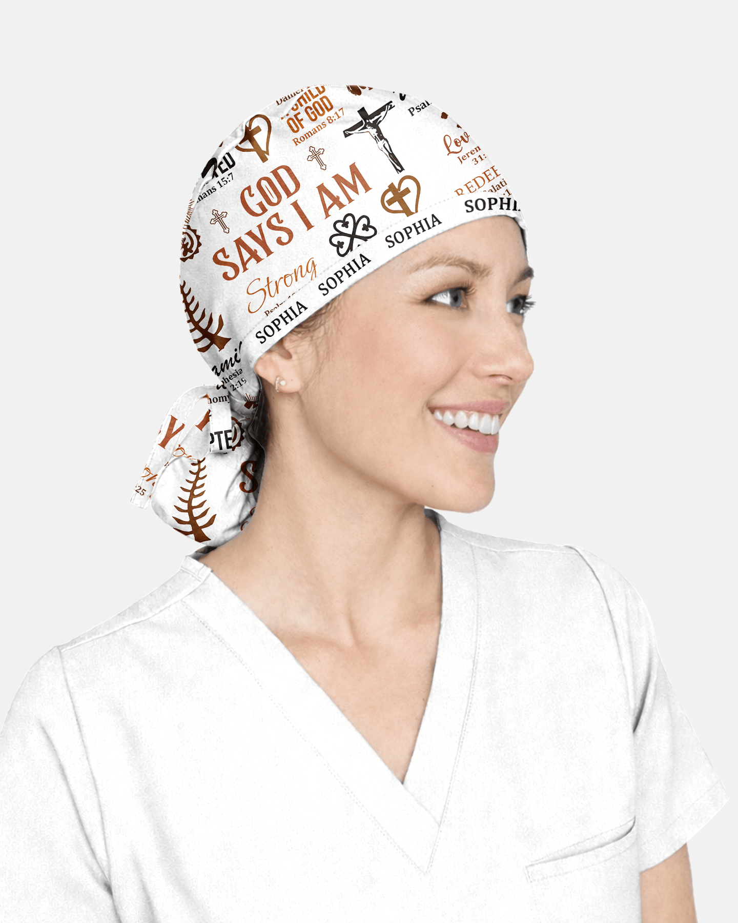 Personalized Name & Job Title Nurse God Says I Am Premium Satin-Lined Scrub Cap - Scrubloop