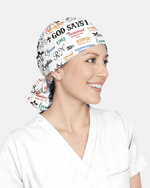 Personalized Name & Job Title Nurse God Says I Am With Christian Things Premium Satin-Lined Scrub Cap - Scrubloop