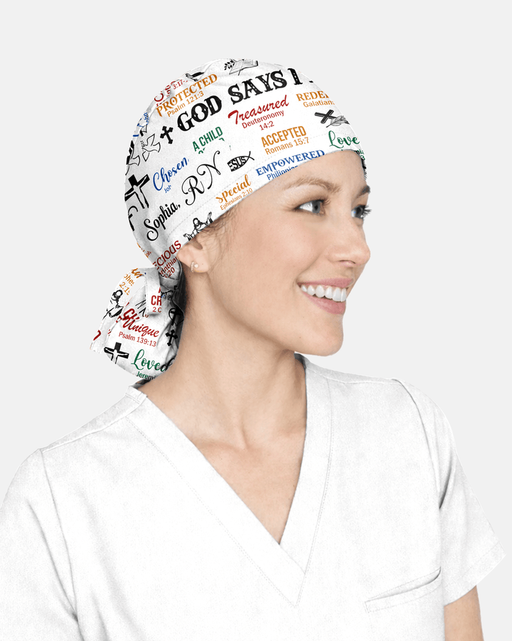 Personalized Name & Job Title Nurse God Says I Am With Christian Things Cap