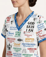 Personalized Name & Job Title Nurse God Says I Am With Christian Things Top - Scrubloop