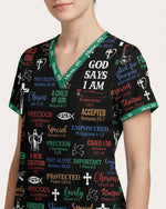 Personalized Name & Job Title Nurse God Says I Am With Christian Things Top - Scrubloop