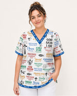 Personalized Name & Job Title Nurse God Says I Am With Christian Things Top - Scrubloop
