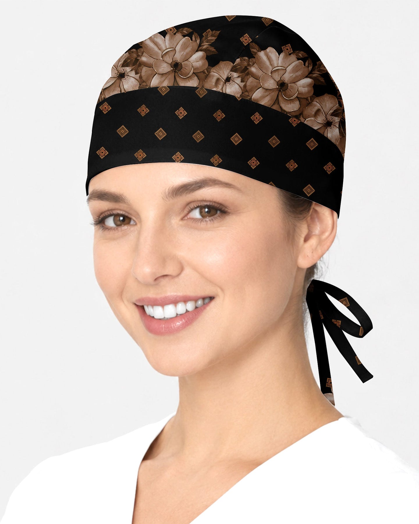 Personalized Name & Job Title Nurse God Working It Out For Me Premium Satin-Lined Scrub Cap - Scrubloop