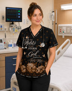 Personalized Name & Job Title Nurse God Working It Out For Me Top - Scrubloop
