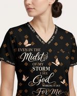 Personalized Name & Job Title Nurse God Working It Out For Me Top - Scrubloop