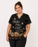 Personalized Name & Job Title Nurse God Working It Out For Me Top - Scrubloop