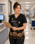 Personalized Name & Job Title Nurse God Working It Out For Me Top - Scrubloop