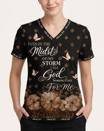 Personalized Name & Job Title Nurse God Working It Out For Me Top - Scrubloop