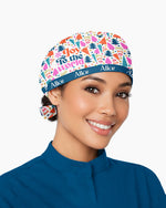 Personalized Name Joy To The World Christmas Tree Pattern Gift For Nurse Cap - Scrubloop